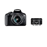 Canon EOS 2000D - Cámara réflex Digital (24,1 MP, DIGIC 4+, 7,5 cm (3,0 Pulgadas), Pantalla Full HD, WiFi, Sensor CMOS APS-C) con 2 Lentes EF-S 18-55 mm IS II F3.5-5.6 IS II + EF 50 mm F1.8 STM Negro