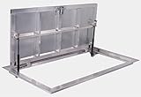 Trampilla de suelo Aluminio 600 mm x 1200 mm(P) – Bisagras laterales, para azulejos, Tapa de Registro Panel de acceso Puerta de Inspección Tapa de Escotilla