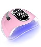 ZOESCI Lámpara Secador de Uñas 280W,66 LEDS/UV Gel Esmalte de Uñas Curado Luz Máquina,4 modos de tiempo 10/30/60/99s y Pantalla LED Para Pedicure Nail Art (rosa)