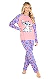Disney Pijama Mujer Invierno Manga Larga de Stitch (M, Morado)