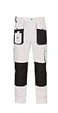 WORK IDEA Pantalones de trabajo para hombre con bolsillos en la rodilla, de lona resistente, Blanco, M