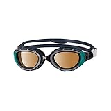 Zoggs Gafas de natación Predator Flex con protección UV, negro/verde/cobre polarizado, regular, Talla única