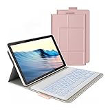 Funda con teclado retroiluminado compatible con Samsung Tab A 10,1' 2019, disposición QWERTZ, oro rosa