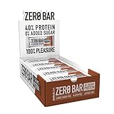 BioTechUSA Zero Bar Barrita de proteínas con alto contenido proteico, sin azúcar añadido o aspartamo, libre de lactosa y gluten, con edulcorantes, 20*50 g, Doble chocolate