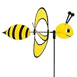 CIM Campana de Viento - Little Magic Bee - Resistente a los Rayos UV y a la Intemperie - Rueda de Viento: Ø28cm, Motivo: 35 x 13 cm, Altura Total: 85 cm, Incluye Varilla de Fibra de Vidrio