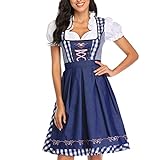 KBOPLEMQ Vestido tradicional tirolés para mujer, vestido tirolés de Oktoberfest, disfraz tirolés, vestido bávaro, fiesta de carnaval, niña de cerveza, disfraces, vestido de tirolés alemán, azul, XXL