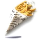 Kerafactum® - 50 bolsas de patatas fritas resistentes a la grasa, palitos de patatas fritas para pescados y fichas, diseño de Daily News, bolsa de periódico, tamaño 25 x 18 cm