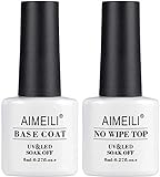 AIMEILI Primer and Finish Semipermanente Pulido Semipermanente UV LED Nail Set Regalo Gel Nail Set Soak Manicura y Pedicura - 2 x 8ml