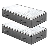 MuChoney Caja para debajo de la cama gris 2 piezas 100 x 50 x 18 cm 90 L bolsa de almacenamiento debajo de la cama con tejido actualizado para mantas ropa de cama organizador plegable y transpirable