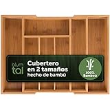 Blumtal Organizador de Cubiertos y cajones de Cocina de Bambú con Compartimentos Ajustables 5 a 7 compartimientos (Estándar)