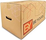 BY BE YOURS Pack 10 Cajas Carton Mudanza Grandes con Asas - 50x30x30 cm - Cajas Almacenaje Muy Resistentes - Fabricadas en España