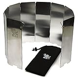 H&S Cortavientos Plegable para Cocina o Gas de Camping - 10uds - Placa Protectora Paravientos de Aluminio para Paellero - Parabrisas con Bolsa de Transporte