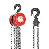 Dewinner - Polipasto manual, de cadena, con gancho resistente, de 2 toneladas, 3 m de elevación máxima, rojo