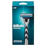 Gillette Mach 3 - Afeitadora de barba para hombre, cuchillas de afeitar de mano libre, 1 mango y 2 cuchillas de barba de 3 cuchillas, con tira lubricante hasta 15 afeitados con 1 cabezal