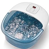 Masajeador de pies con baño de burbujas y calefacción vibratoria, baño eléctrico para pies, calefacción de temperatura del agua, 14 rodillos de masaje extraíbles.