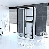 MARWELL Ducha completa de diseño White Isle 115 x 90 x 217 cm – con entrada frontal – Cabina de ducha con perfiles de aluminio de alta calidad – Altura de entrada 15 cm