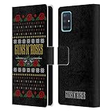Head Case Designs Licenciado Oficialmente Guns N' Roses Texto Logo Pistola Navidad Carcasa de Cuero Tipo Libro Compatible con Samsung Galaxy A51 (2019)