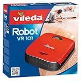 Vileda VR 101 - Robot aspirador y escoba para suelos duros y alfombras de pelo corto, 2 programas de limpieza, sensores de desnivel, depósito de suciedad de 0,37 litros, 65 decibles, color rojo