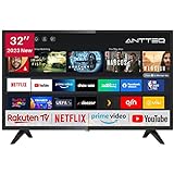 Antteq AV32H3 Smart TV 32 Pulgadas (80 cm) Televisores con Netflix, Prime Video, Rakuten TV, DAZN, Disney+, Youtube, UVM, WiFi, Triple sintonizador DVB-T2/S2/C, Dolby Audio
