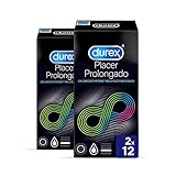 Durex Preservativos Placer Prolongado Con Efecto Retardante - 2x12 Condones Duplo Pack, color Negro, 12 Unidad - Pack de 2