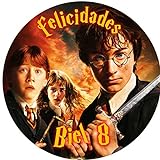 OBLEA de Harry Potter Personalizada con Nombre y Edad para Pastel o Tarta, Especial para cumpleaños, Medida Redonda de 20cm de diámetro