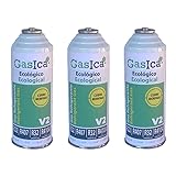 REPORSHOP - 3 Botellas Gas Ecologico Gasica V2 226Gr Sustituto R22, R32, R407C, R410A Freeze Organico