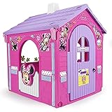 INJUSA - Casa de Juguete Minnie Mouse Color Rosa Licenciada con 2 Puertas de Entrada con Pestillo y Buzón 2 Ventanas y Mostrador Exterior Recomendada para Niños y Niñas +3 Años