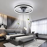CHANFOK Ventilador de techo con luz - Ventiladores de techo de perfil bajo regulables LED de 19.7' para interiores modernos con control remoto, cambio de color inteligente de 3 luces y 6 velocidades