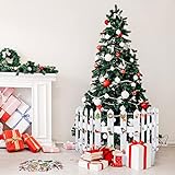 PLULON Paquete de 6 11.81 * 11.81 pulgadas Valla de piquete de madera de Navidad Decoración de cerca de árbol de Navidad de madera para decoración de fiesta de boda de Navidad (300 * 300 mm)