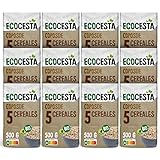 Ecocesta - Pack de 12 Unidades de Copos de 5 Cereales Ecológicos de 500 g - Sin Azúcar Añadido - Aptos para Veganos - Incluye Copos de Avena, Trigo, Cebada, Centeno Integral y Maíz Malteado