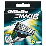 Gillette Mach 3 - Cuchillas de afeitar para hombre, 6 unidades, color gris