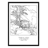 Nacnic Lámina Mapa de la Ciudad Tbilisi Estilo nordico en Blanco y Negro. Poster tamaño A3 Sin Marco Impreso Papel 250 gr. Cuadros, láminas y Posters para Salon y Dormitorio