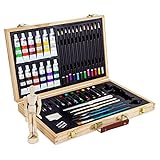 Artina Leonardo - Set de Pintura (45 pzas.) - Maletín con Colores acrílicos, lápices, Pinceles, Pasteles y maniquí