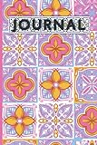 Pink Azulejo Ceramics Themed Notebook: Journal With Squared Shapes